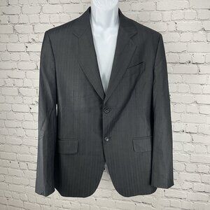 Turtle Black Stripe Italian Fit 2 Button Notch Vented Blazer Sport Coat Size 40R